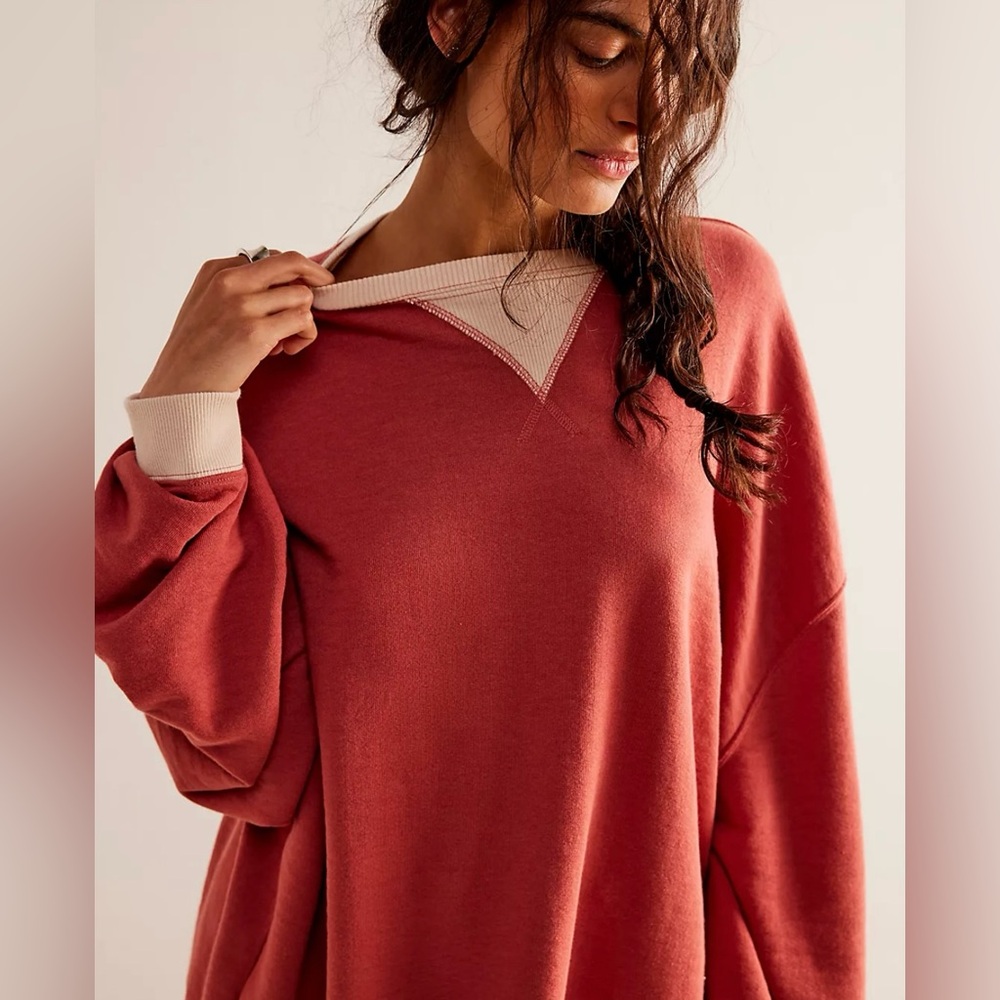 NWOT Free People Classic Crew Colorblock Sweatshirt